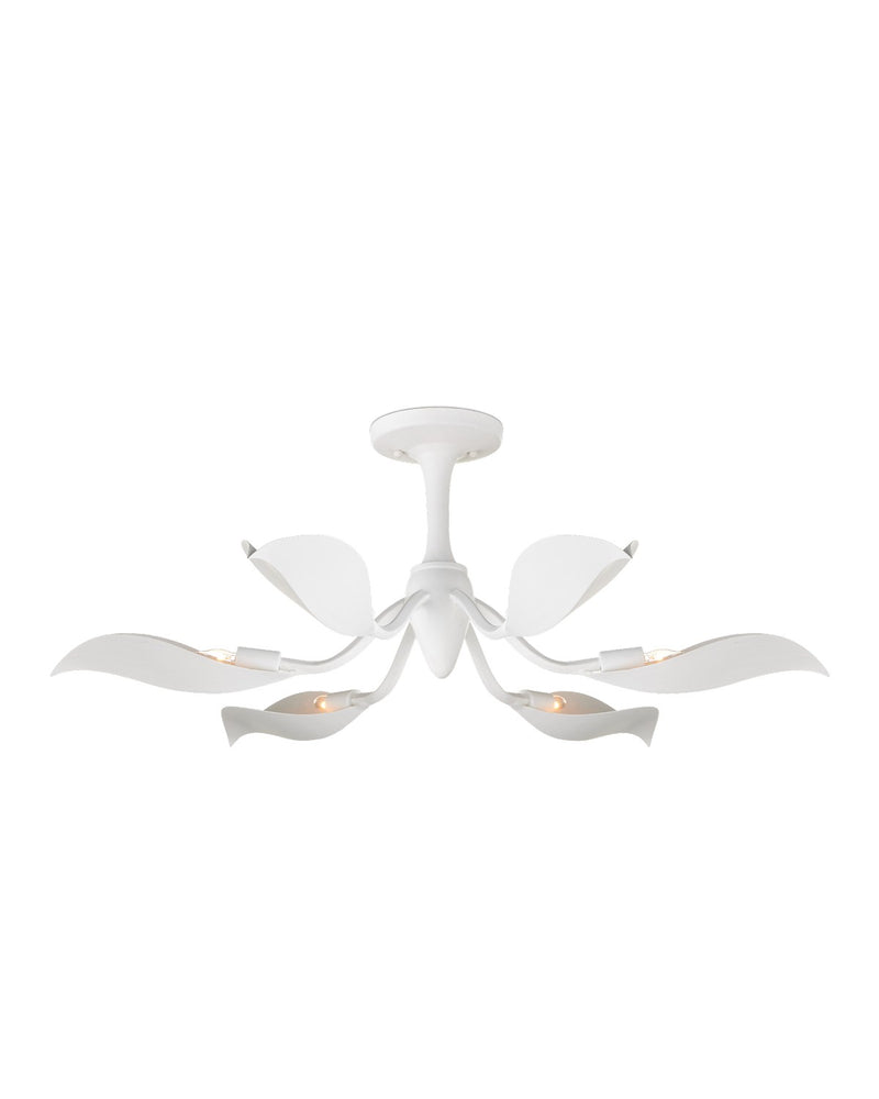 Currey and Company 9000-1226 Six Light Semi-Flush Mount, Gesso White