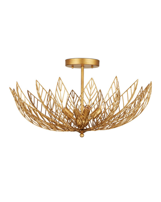 Currey and Company 9000-1228 Four Light Semi-Flush Mount, Contemporary Gold Leaf/Contemporary Gold