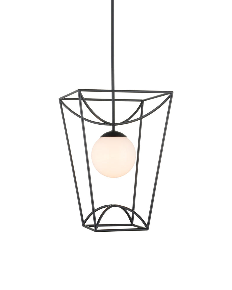 Currey and Company 9500-0011 One Light Lantern, Black/White