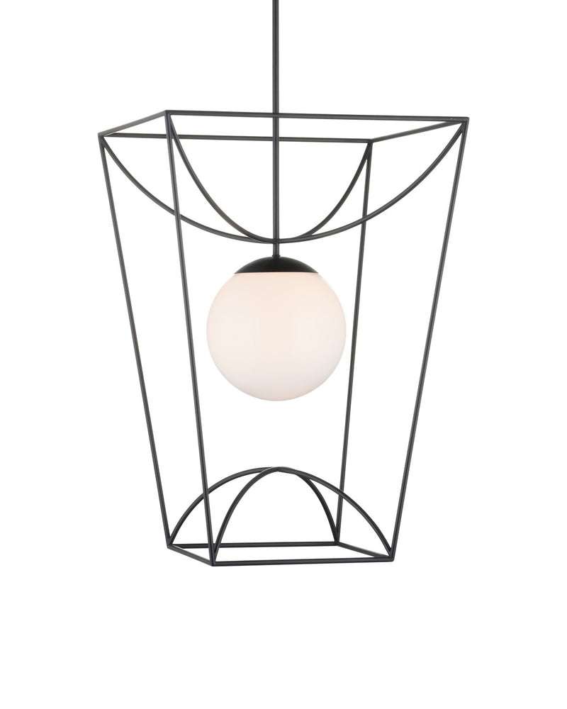 Currey and Company 9500-0013 One Light Lantern, Black/White
