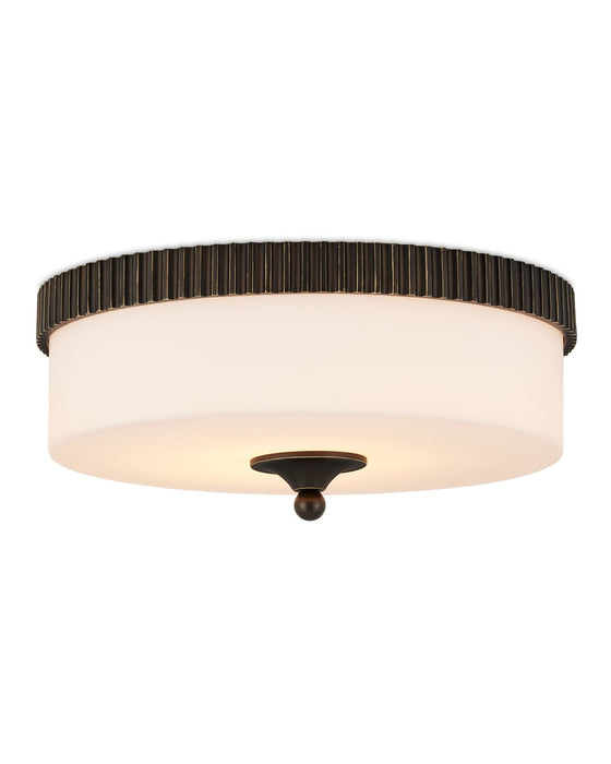 Currey and Company 9999-0073 One Light Flush Mount, Oil Rubbed Bronze/White