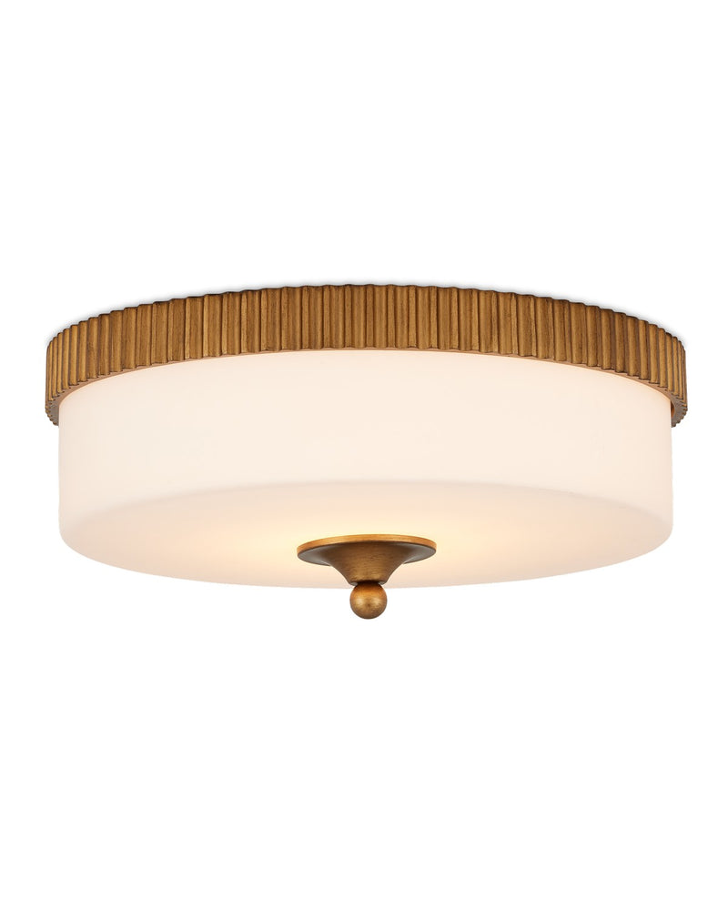 Currey and Company 9999-0074 One Light Flush Mount, Gold/White