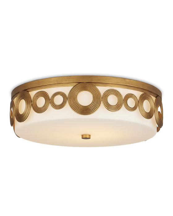 Currey and Company 9999-0076 One Light Flush Mount, Brass/Opaque White