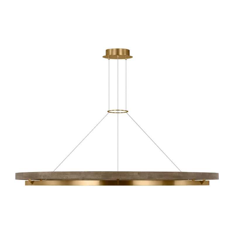 Visual Comfort Modern SLCH30030BW LED Chandelier, Matte Black/Weathered Oak Wood