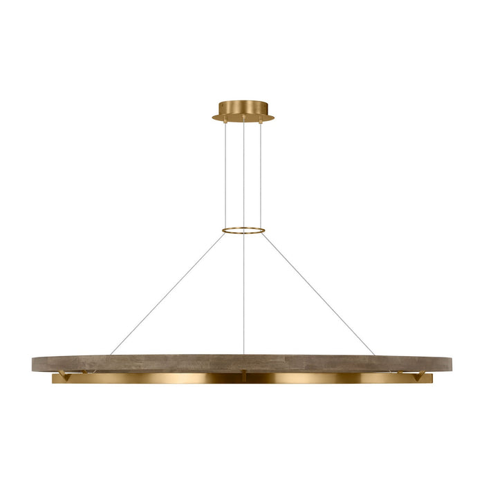 Visual Comfort Modern SLCH30030NBW LED Chandelier, Natural Brass/ Weathered Oak
