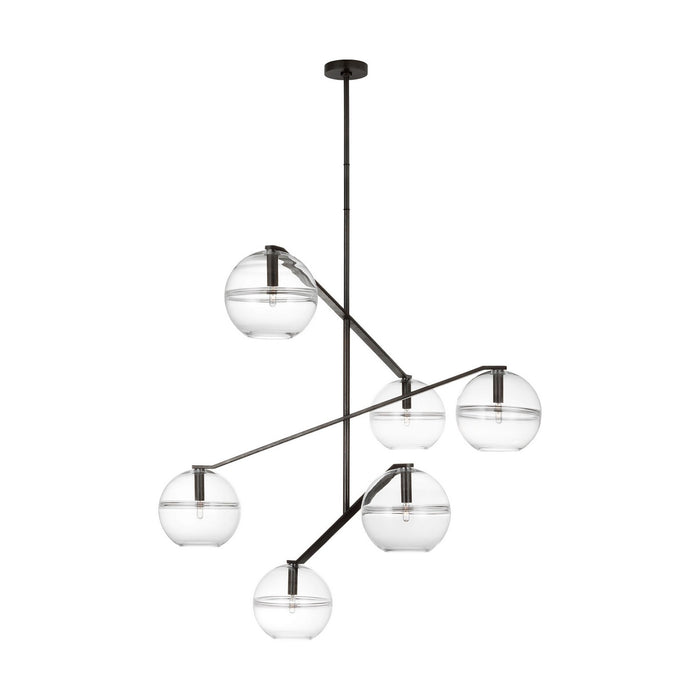 Visual Comfort Modern SLCH354CBF Six Light Chandelier, Blackened Forged