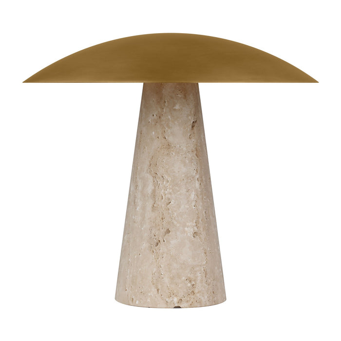 Visual Comfort Modern SLTB34327NB/NT LED Table Lamp, Natural Brass/Natural Travertine