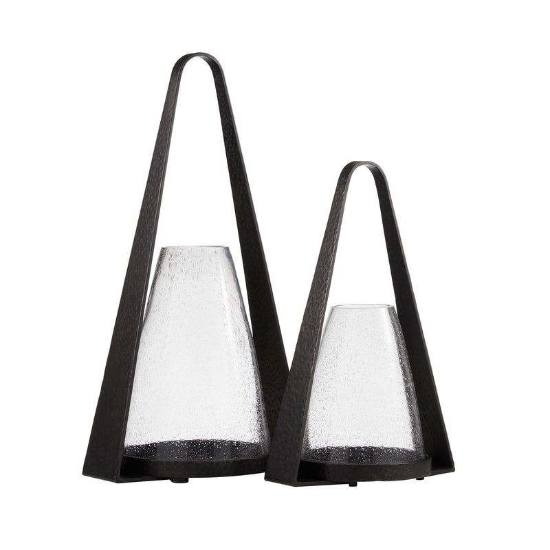 Arteriors ACI04 Hurricanes, Set of 2, Clear/Blackened Iron