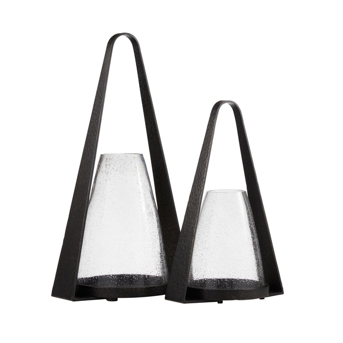 Arteriors ACI04 Hurricanes, Set of 2, Clear/Blackened Iron