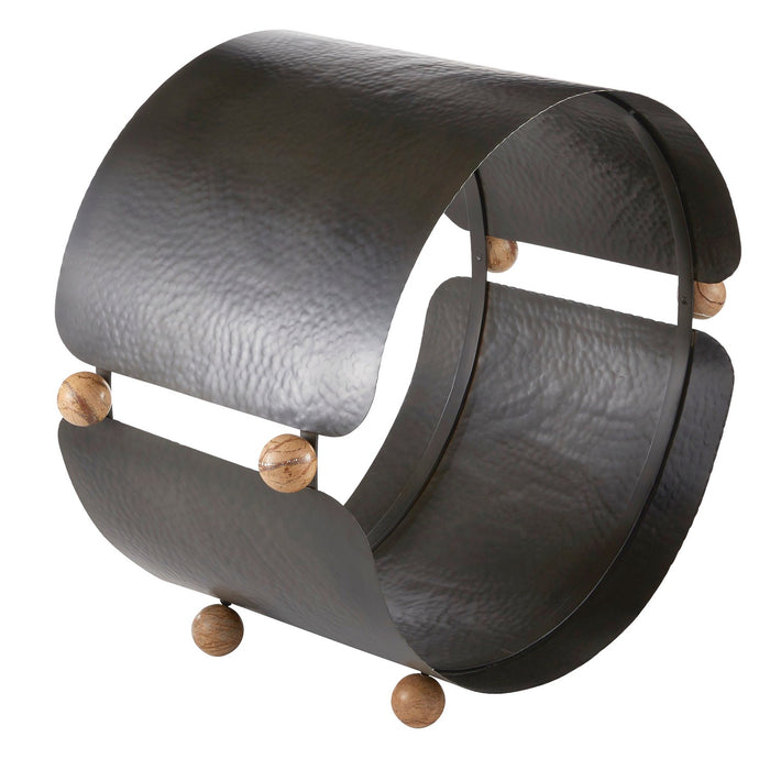 Arteriors AFI05 Log Holder, Blackened Iron/Sienna