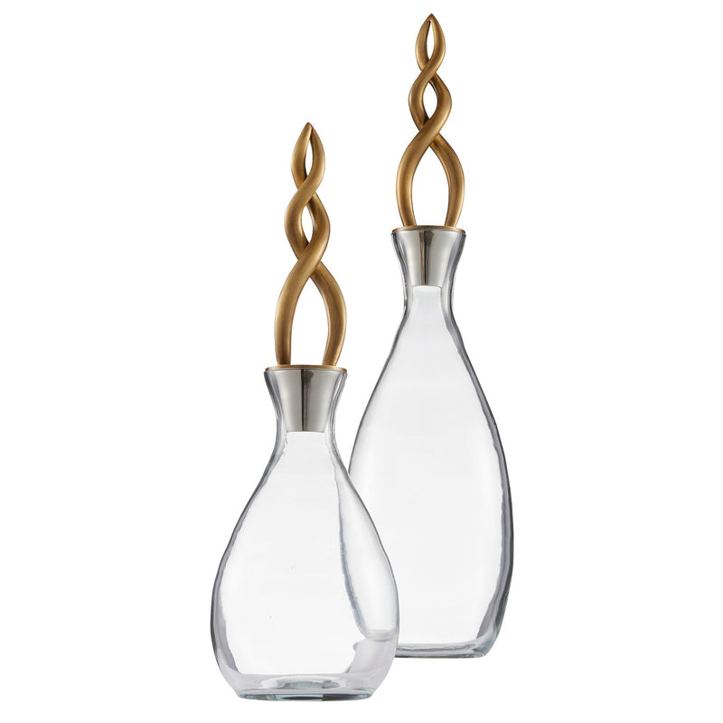 Arteriors ARI12 Decanters, Set of 2, Smoke/Vintage Brass