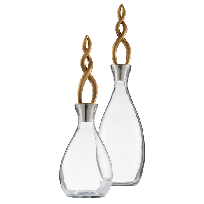 Arteriors ARI12 Decanters, Set of 2, Smoke/Vintage Brass