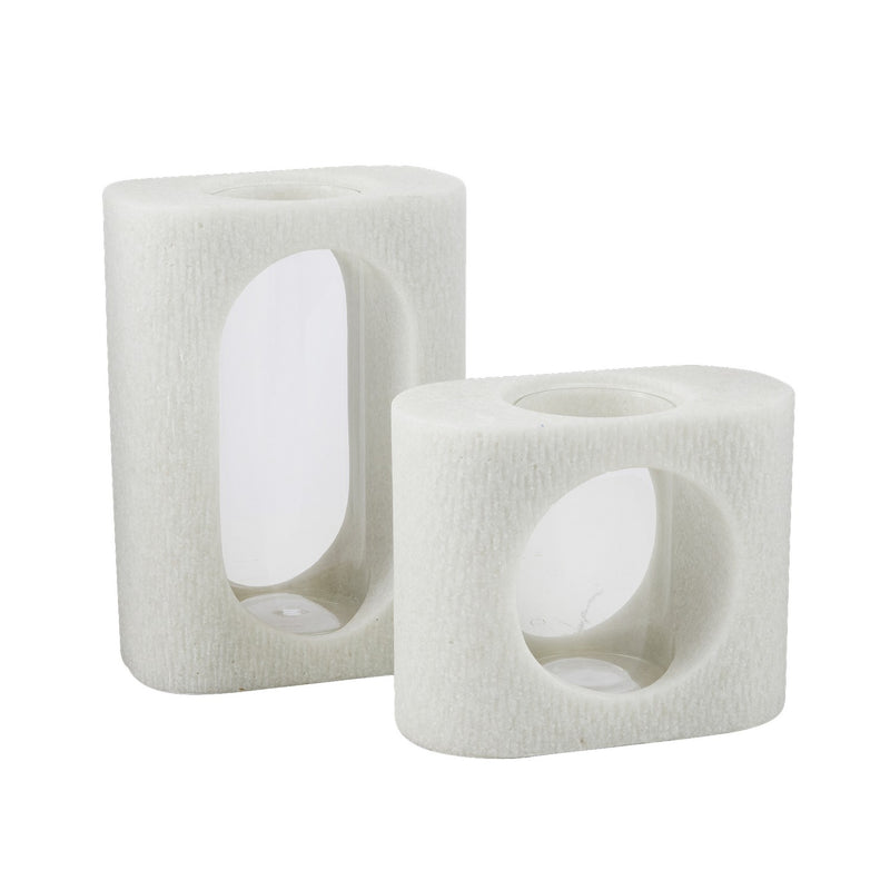 Arteriors AVC10 Vases, Set of 2, Ivory/Clear