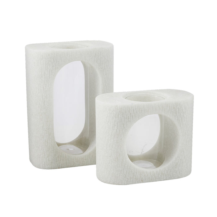 Arteriors AVC10 Vases, Set of 2, Ivory/Clear