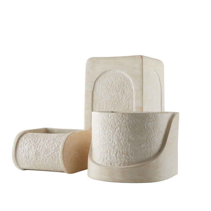 Arteriors AVS07 Planters, Set of 3, Ivory/Ivory/Clear