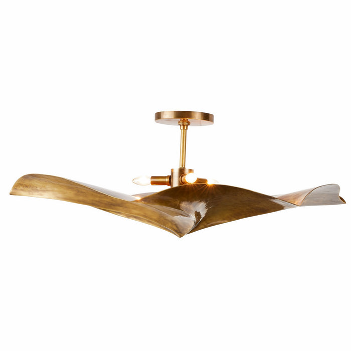Arteriors DFI05 Three Light Flush Mount, Vintage Brass