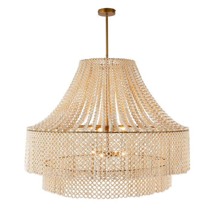 Arteriors DLS10 Eight Light Chandelier, White/Antique Brass