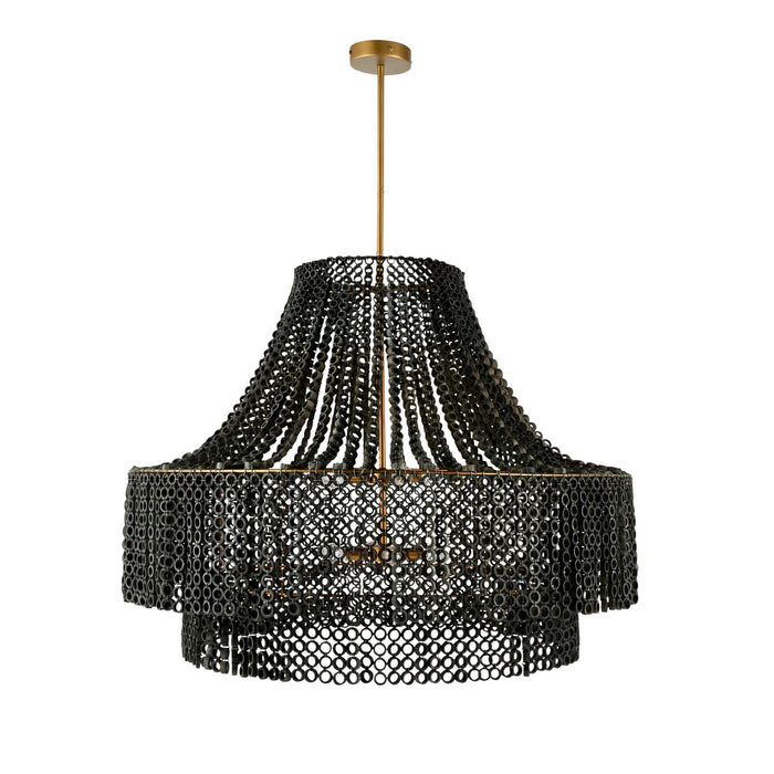 Arteriors DLS11 Eight Light Chandelier, Gray Wash/Antique Brass