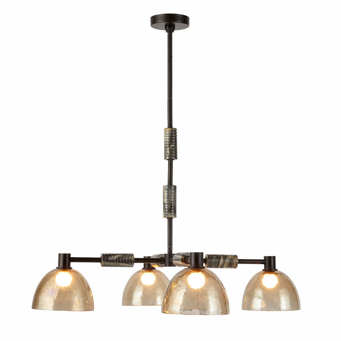 Arteriors DMI13 Four Light Chandelier, Blackened Iron/Smoke/Black
