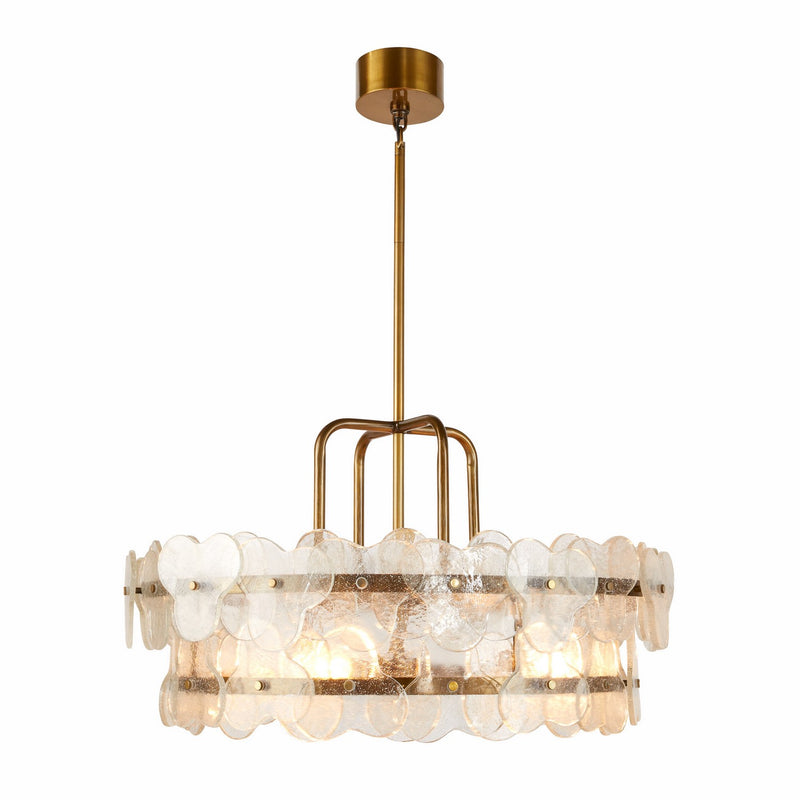 Arteriors DMI15 Four Light Chandelier, Clear/Antique Brass