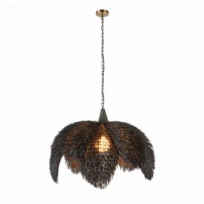 Arteriors DMS17 One Light Pendant, Black Wash/Antique Brass