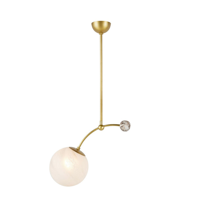 Arteriors DPC14 One Light Pendant, Matte Swirl/Antique Brass/Natural