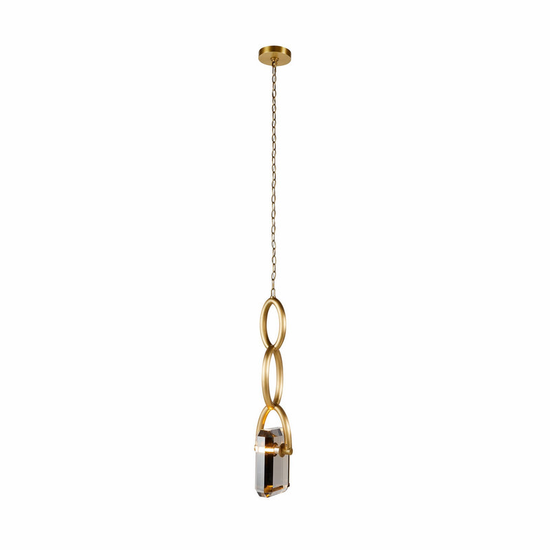 Arteriors DPC16 LED Pendant, Smoke/Antique Brass