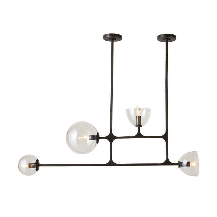 Arteriors DRC08 Four Light Linear Chandelier, English Bronze/Smoke