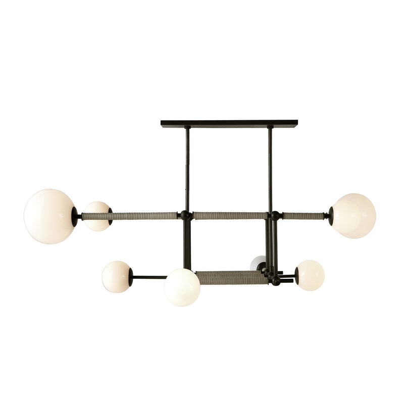 Arteriors DRC09 Eight Light Linear Chandelier, English Bronze/Opal/Taupe