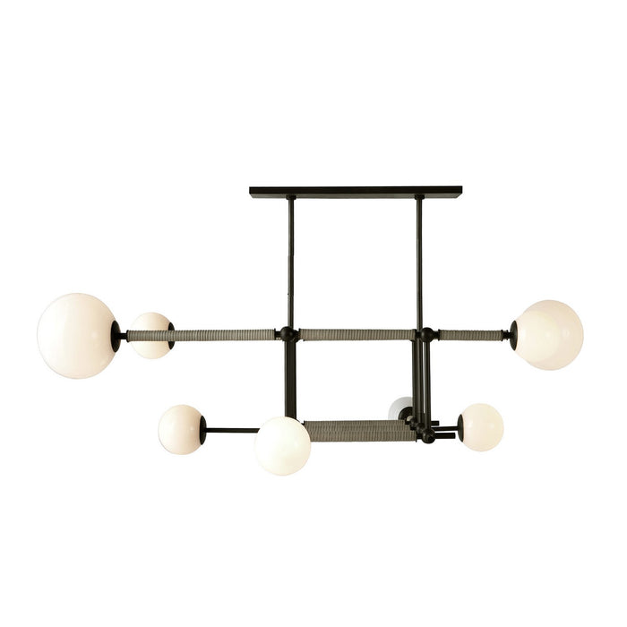 Arteriors DRC09 Eight Light Linear Chandelier, English Bronze/Opal/Taupe