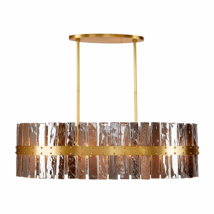 Arteriors DRC10 Eight Light Chandelier, Smoke/Antique Brass