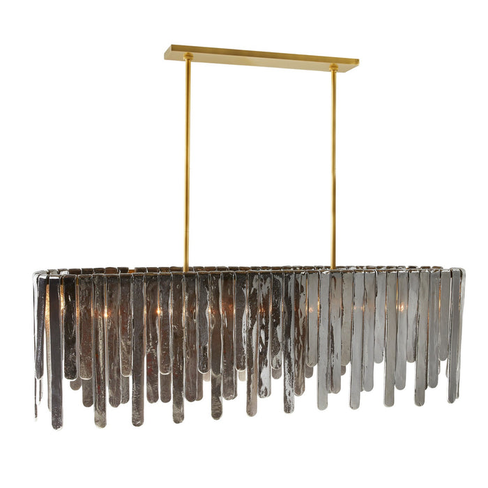 Arteriors DRC11 Seven Light Chandelier, Smoke Luster/Antique Brass