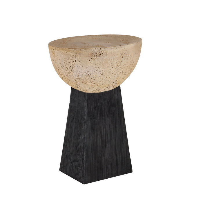 Arteriors FAC02 Accent Table, Chai Travertine/Black
