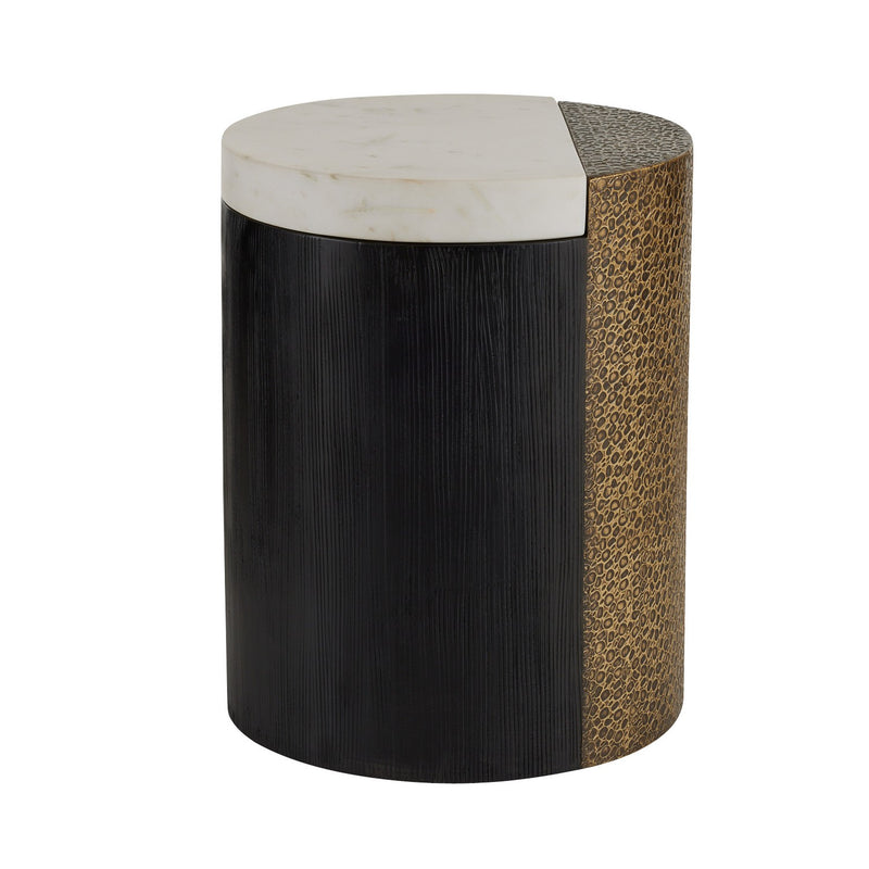 Arteriors FAI14 Accent Table, White/Antique Brass/Ebony