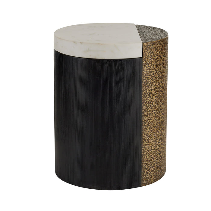 Arteriors FAI14 Accent Table, White/Antique Brass/Ebony