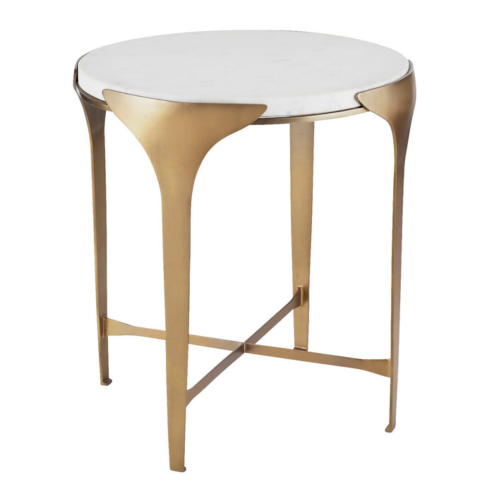 Arteriors FEI22 End Table, White/Antique Brass