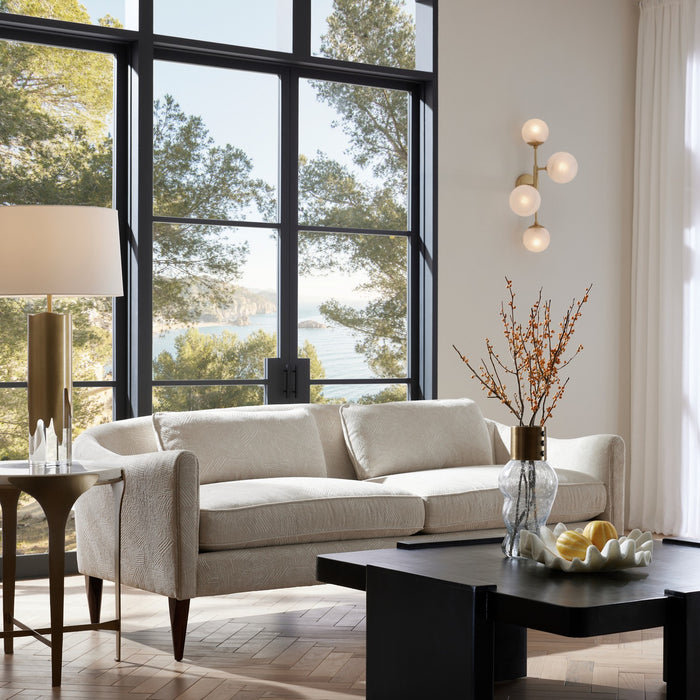 Arteriors FFU05 Sofa, Textured Ivory/Dark Walnut