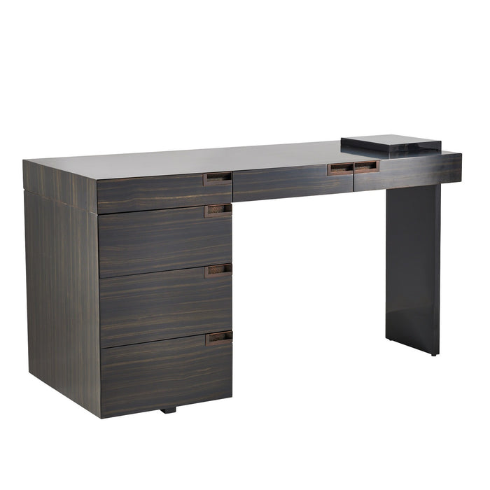 Arteriors FKS05 Desk, Charcoal/Black Gloss Lacquer/Charcoal/Bronze