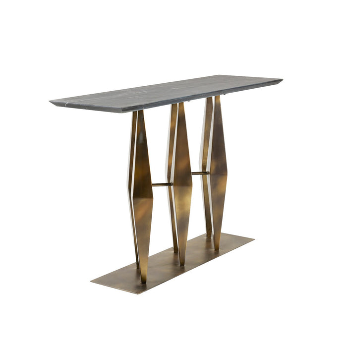 Arteriors FLI09 Console, Matte Black/Antique Gold
