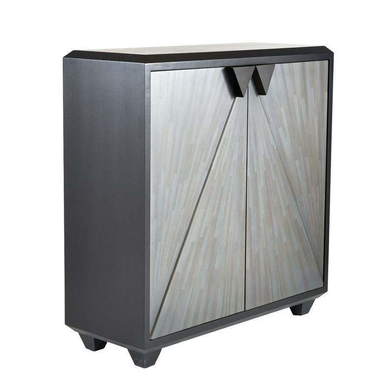 Arteriors FNS13 Cabinet, Gray Straw Marquetry/Ebony/Bronze