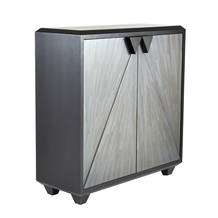 Arteriors FNS13 Cabinet, Gray Straw Marquetry/Ebony/Bronze