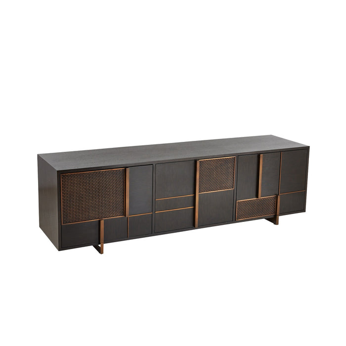 Arteriors FZS11 Credenza, Ebony/Antique Brass/Ebony