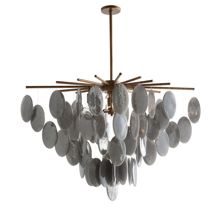 Arteriors GJDLC01 Eight Light Chandelier, Antique Brass/Smoke Luster/Antique Brass