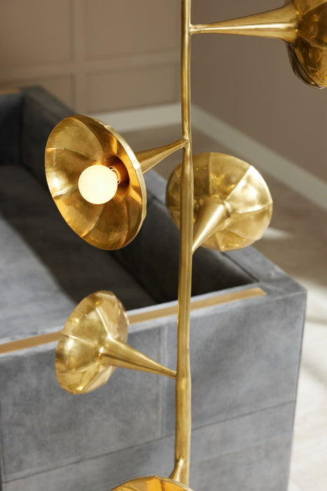 Arteriors PFI07 Five Light Floor Lamp, Antique Brass