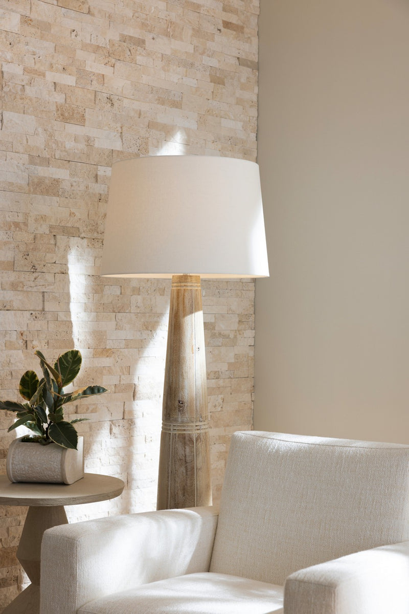 Arteriors PFI08-SH052 One Light Floor Lamp, Whitewashed/Polished Nickel/Off-White/Off-White