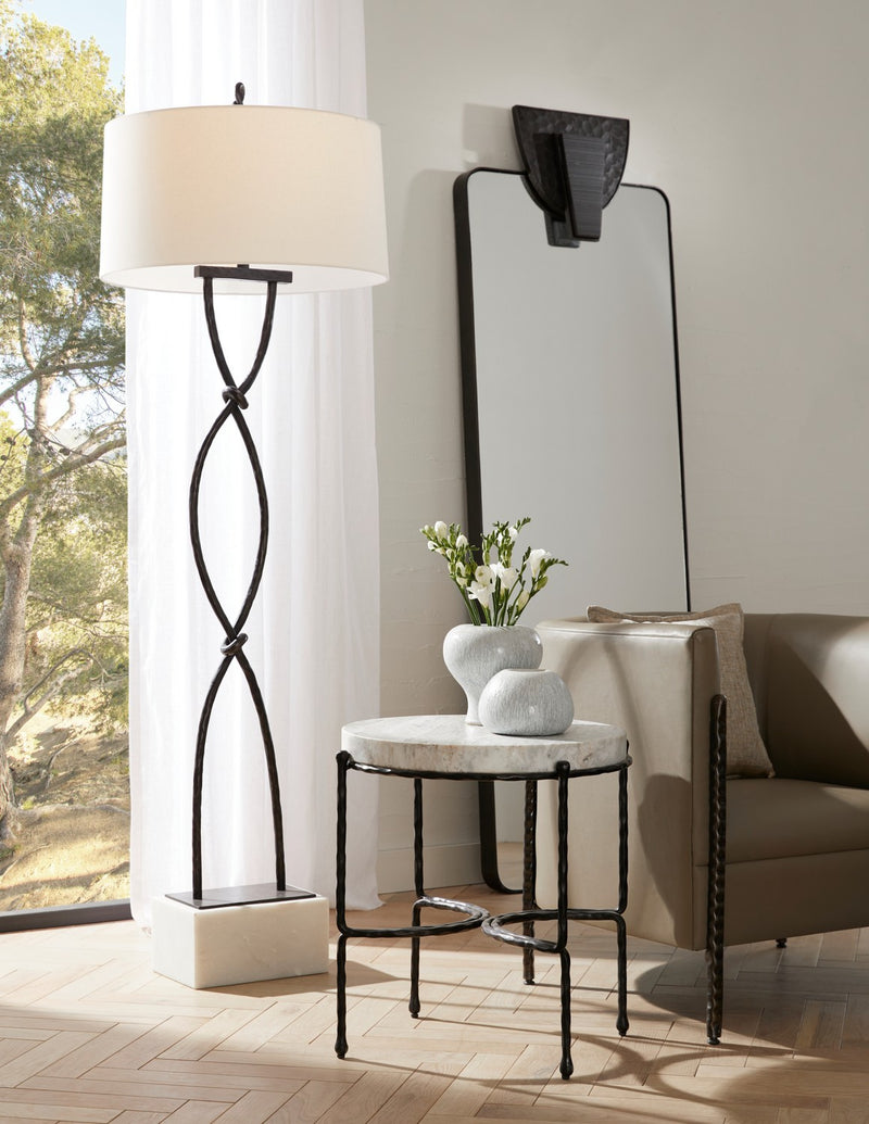 Arteriors PFI11-SH036 One Light Floor Lamp, Blackened/White/White/White