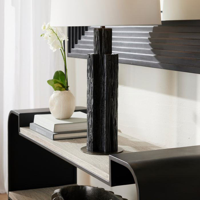 Arteriors PTC35-643 One Light Table Lamp, Ebony/Bronze/Bronze/Off-White/Off-White