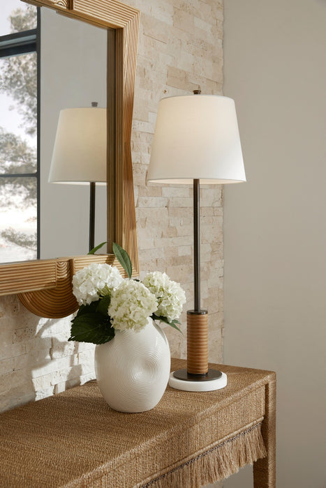 Arteriors PTC36 One Light Table Lamp, English Bronze/White/Cognac/White