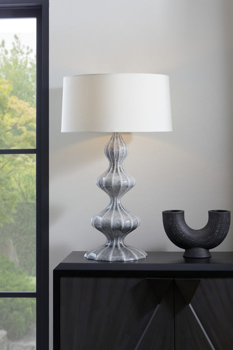 Arteriors PTE09-764 One Light Table Lamp, Ice Reactive/Antique Brass/Ivory/White