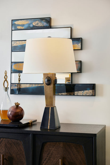 Arteriors PTI16-SH045 One Light Table Lamp, Antique Brass/Bengal/Off-White/Off-White